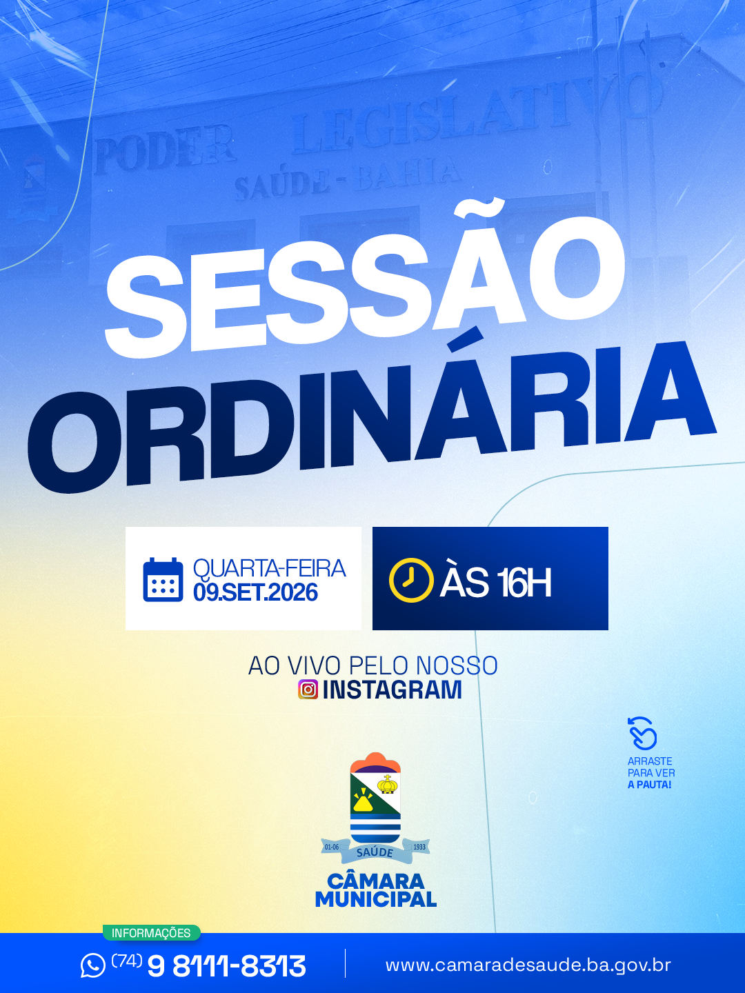 Sessão Ordinária da Câmara Municipal de Saúde.